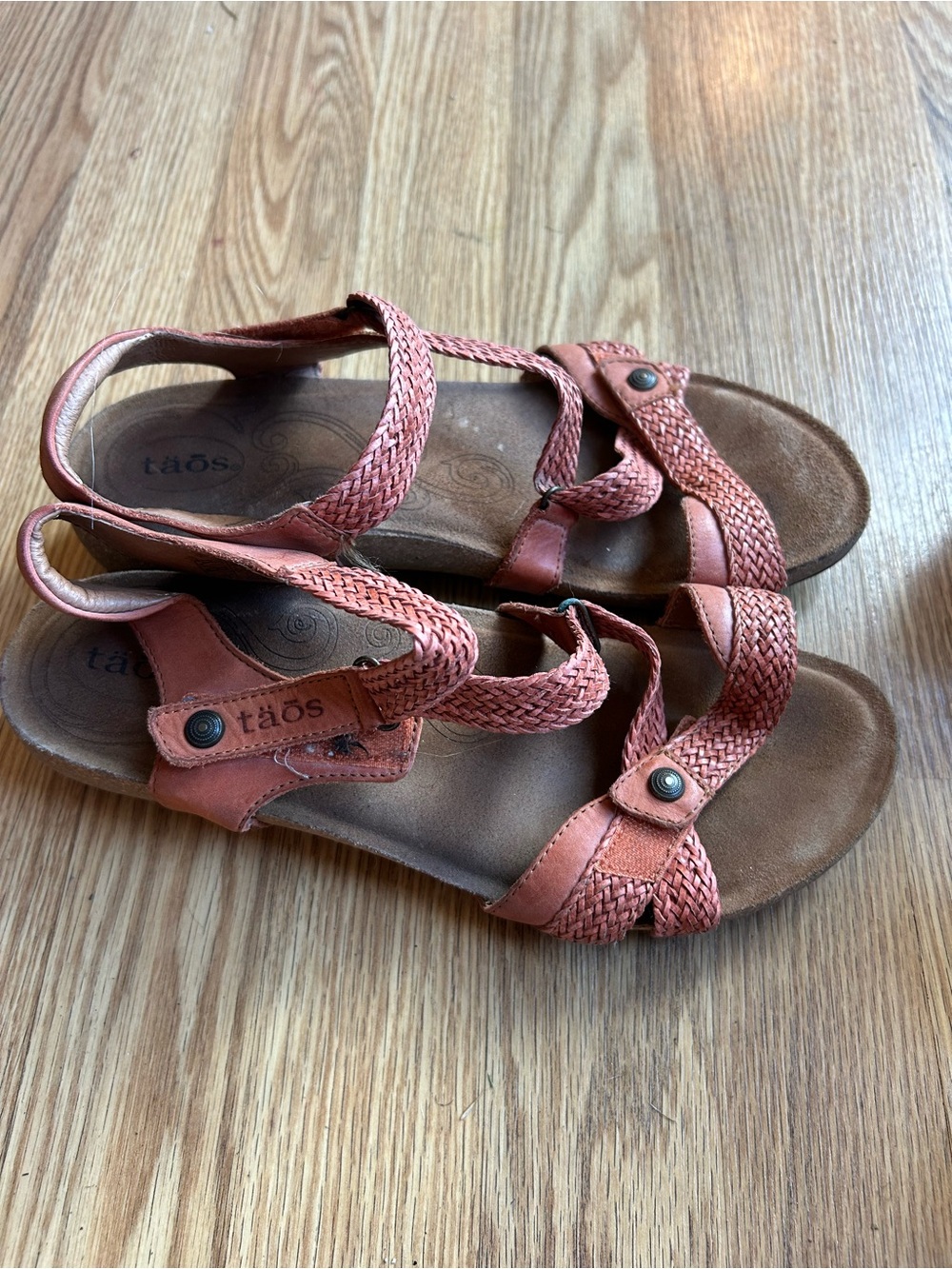 Taos Braided Coral Leather Sandals